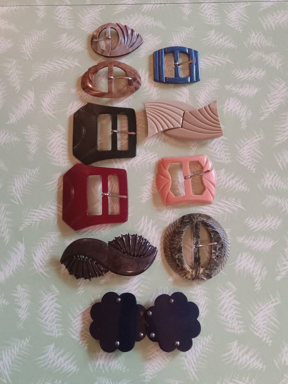 Lot of 10 vintage buckle belt art deco 1930 1940 1950